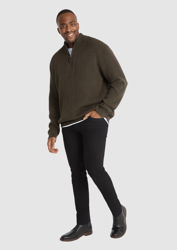 Khaki Patrick Half Zip Sweater