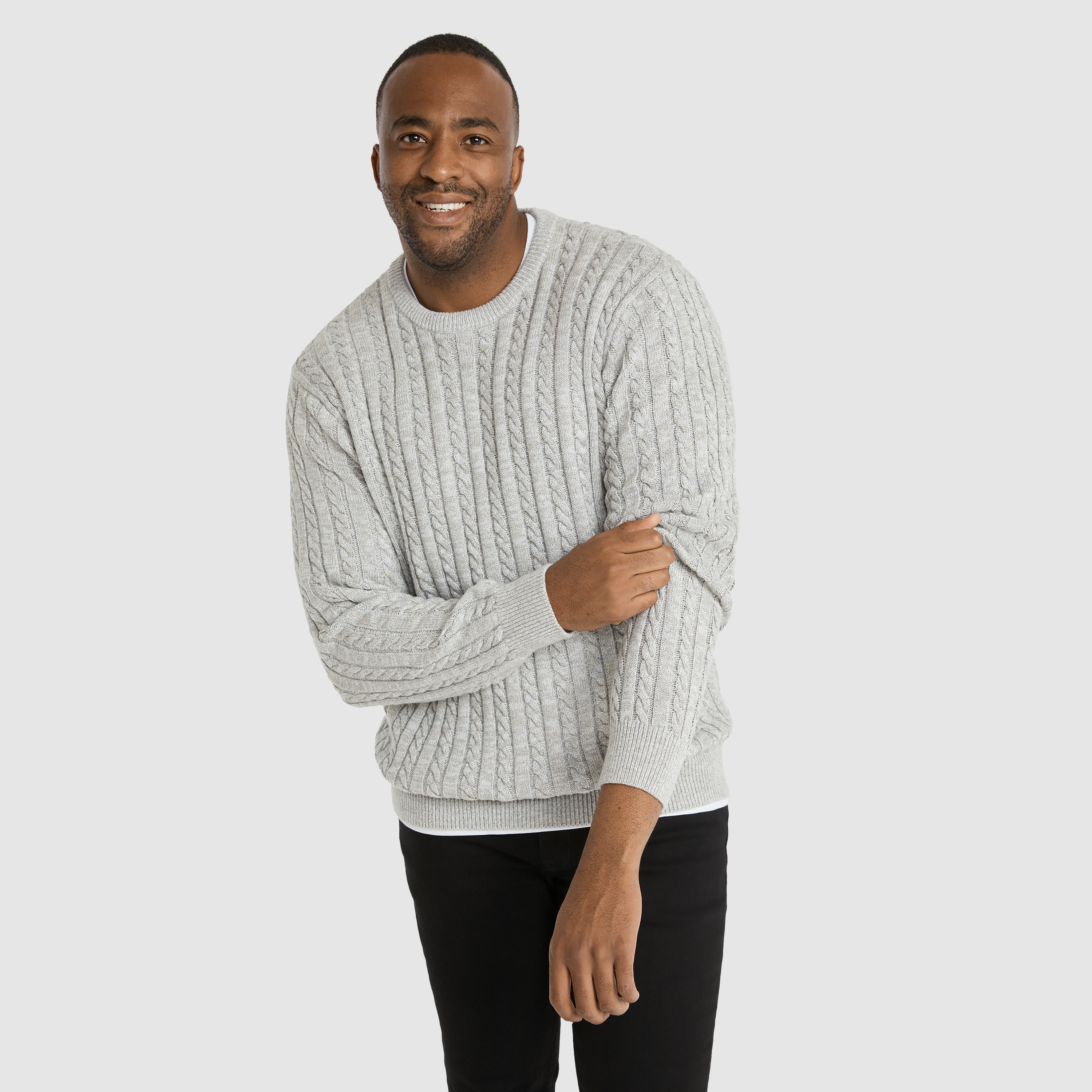 Grey Marle Rudy Cable Sweater | Men's Tops | Johnny Bigg US