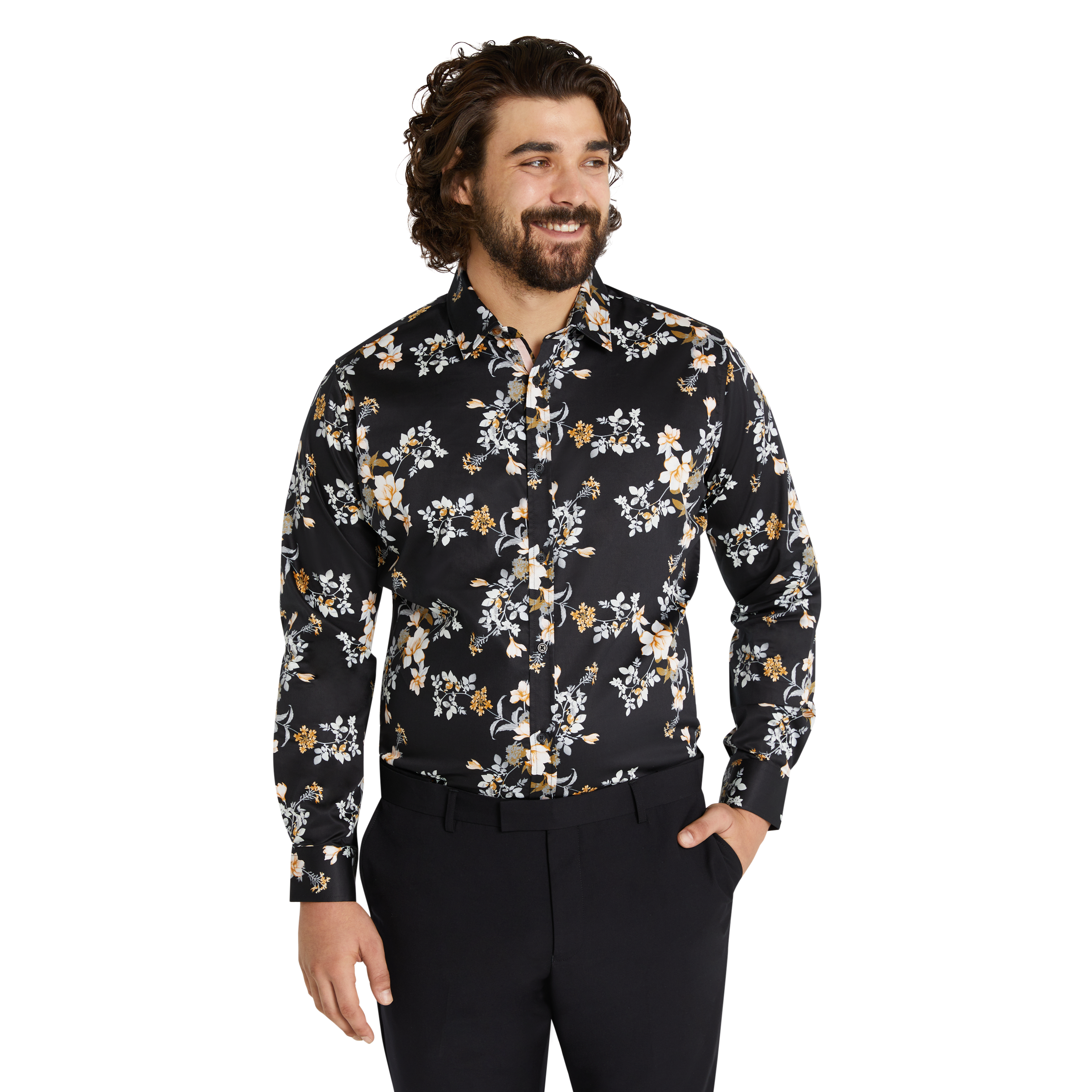 Men Floral Shirt Silk Satin Smooth Business Casual Shirt Fashion Print Dress  Shirts Slim Soft Thin Comfortable - AliExpress