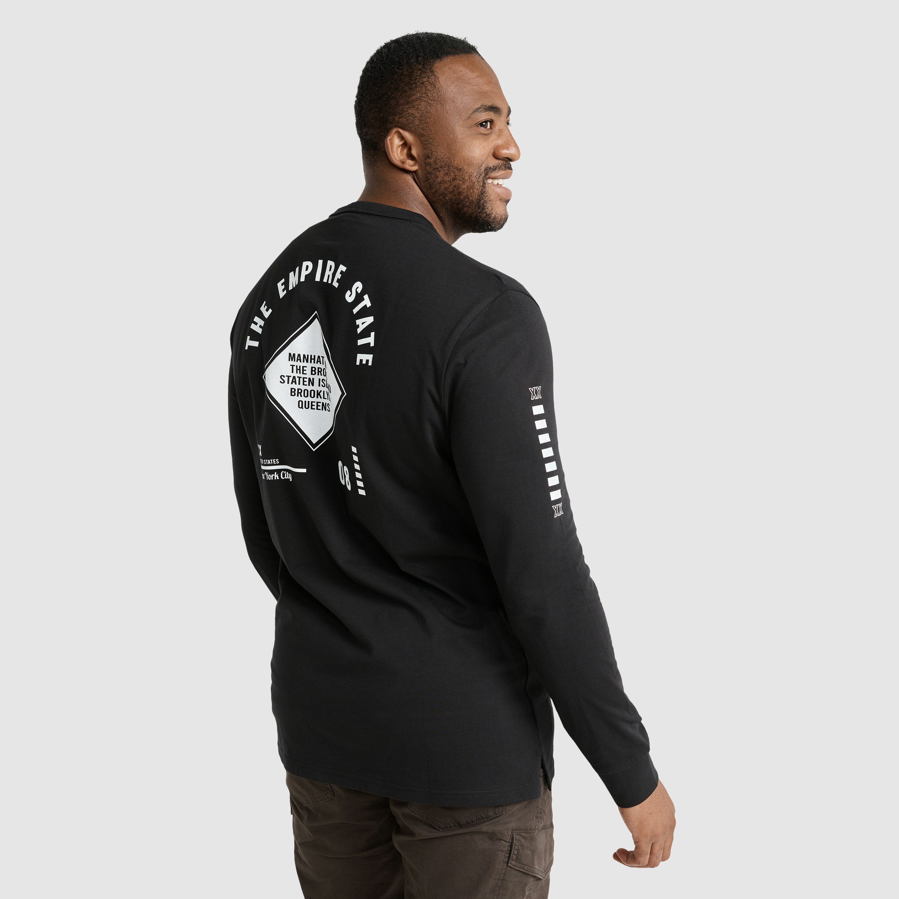 Black Empire State Long Sleeve Top | Men's Tops | Johnny Bigg AU