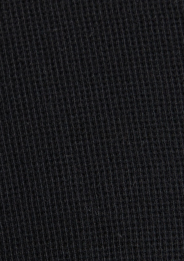 Black Waffle Crew Neck Long Sleeve Top