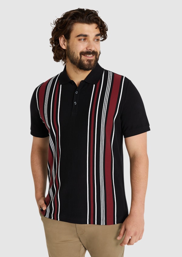 Black Linden Vertical Stripe Polo
