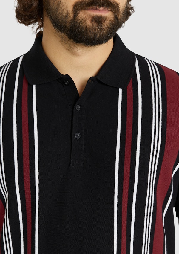 Black Linden Vertical Stripe Polo
