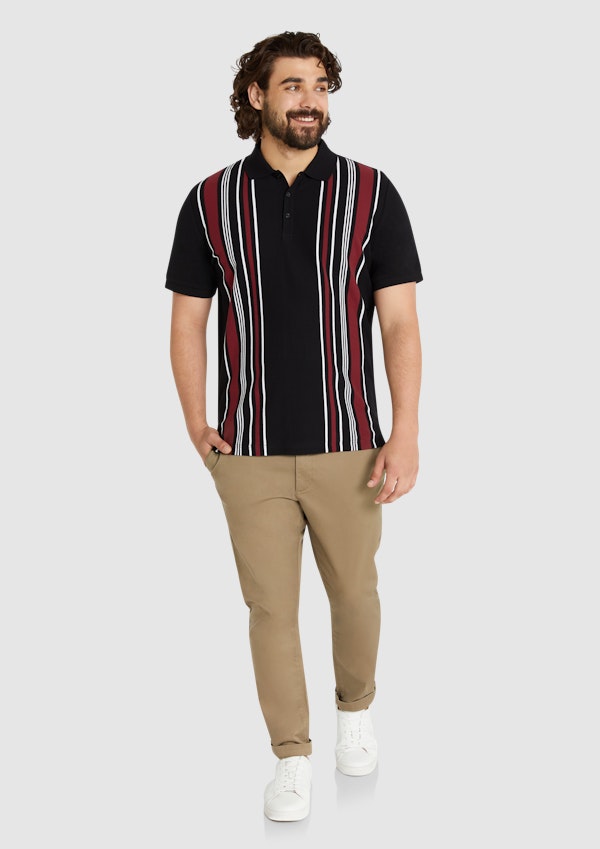 Black Linden Vertical Stripe Polo