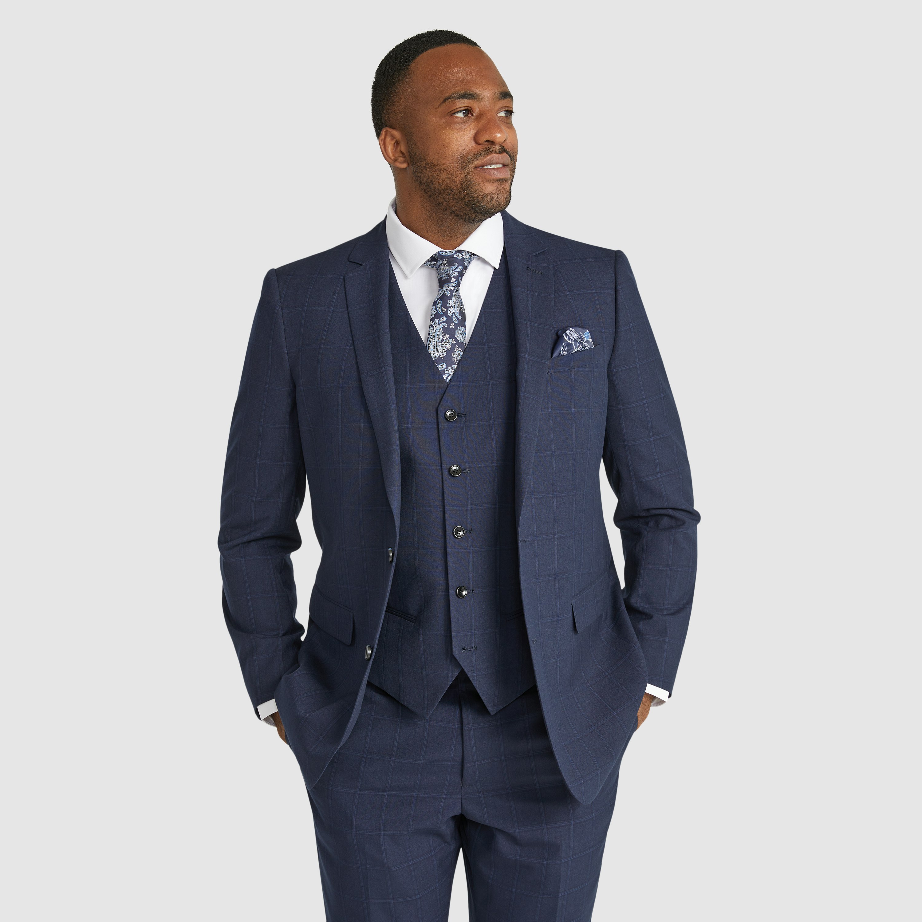 Navy Damon Check Suit Jacket | Men's Tops | Johnny Bigg AU