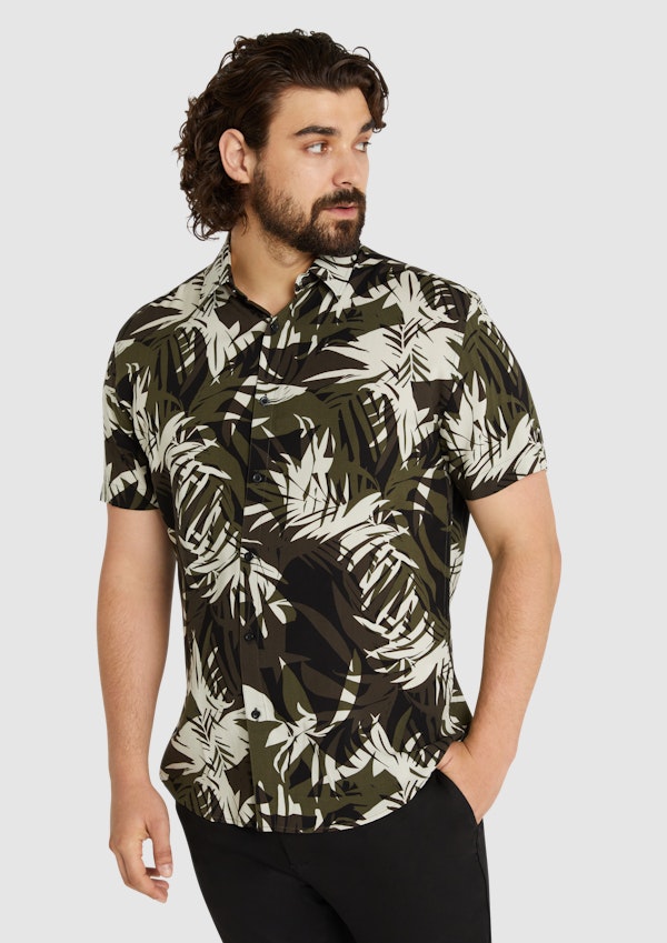 Black Rufus Tropics Print Shirt