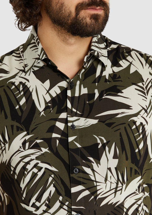 Black Rufus Tropics Print Shirt