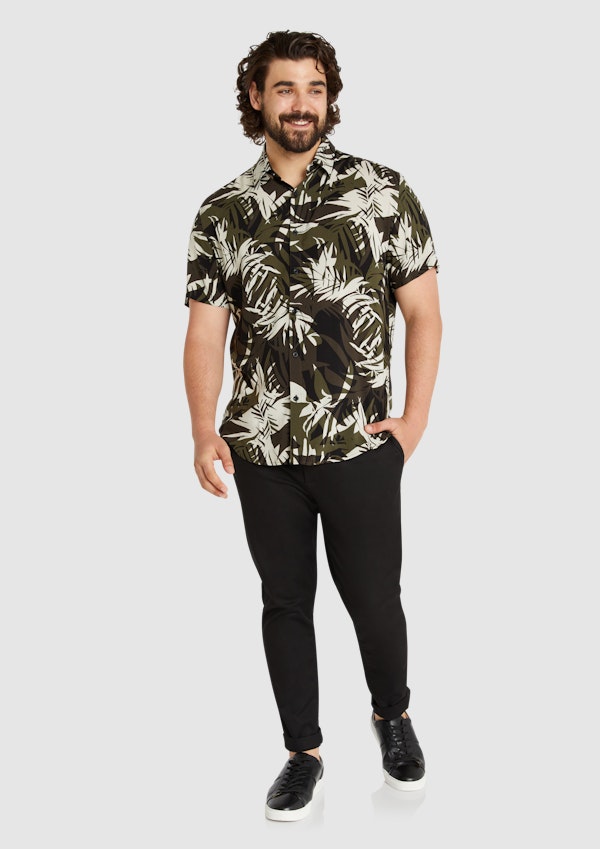 Black Rufus Tropics Print Shirt