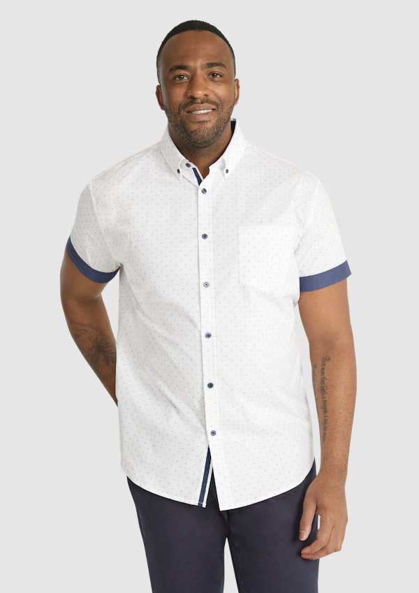 Short sleeve white hot sale button up mens