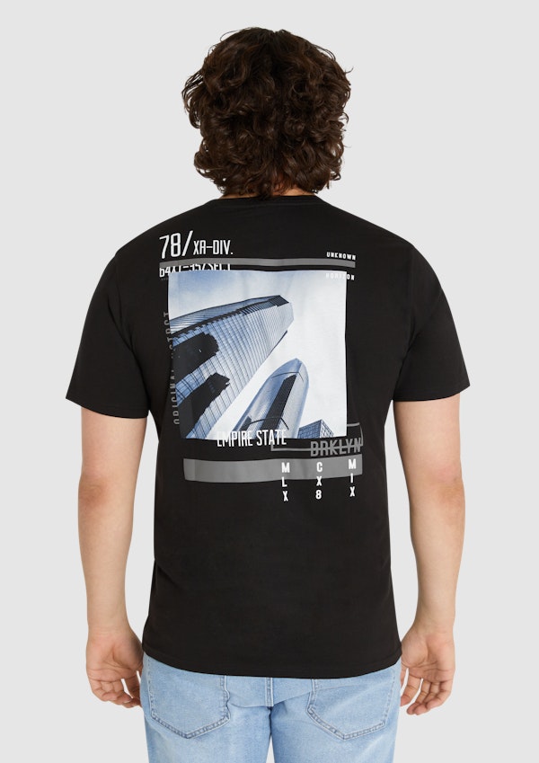 Black Unknown Horizon Crew Neck Tee