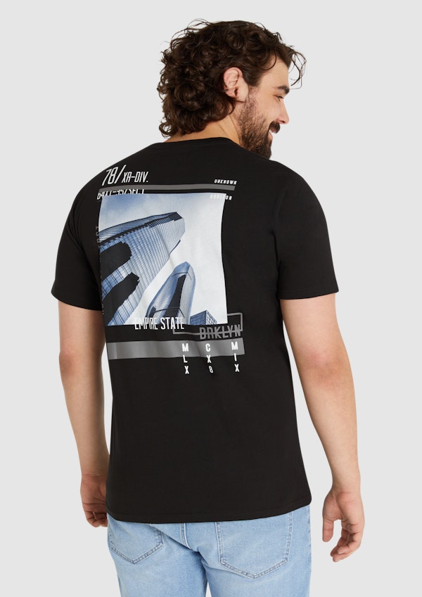 Black Unknown Horizon Crew Neck Tee