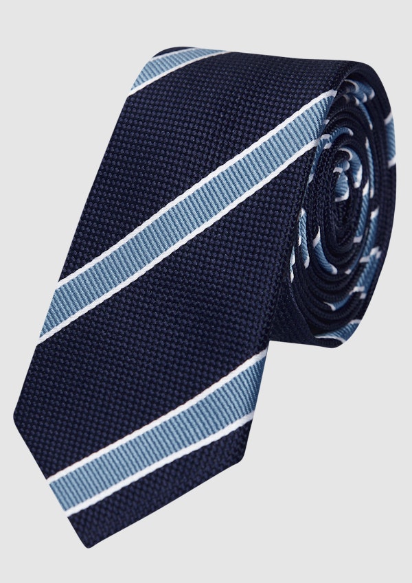 Stripe Tie & Print Pkt Square Set