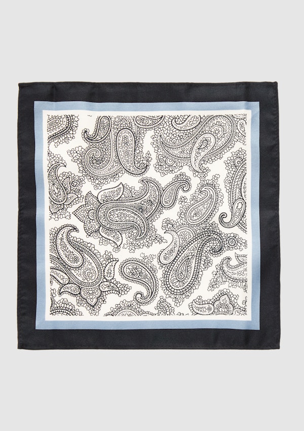 Stripe Tie & Print Pkt Square Set