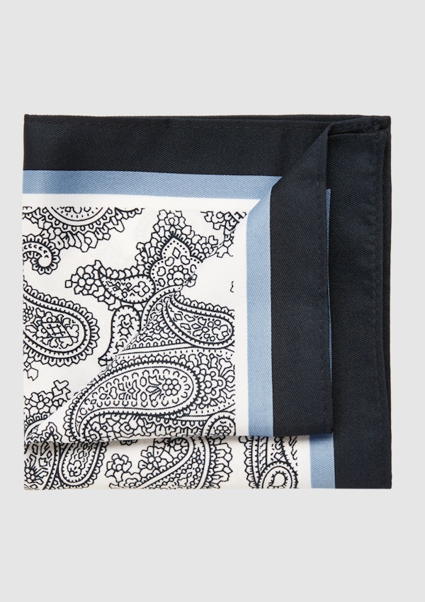 Stripe Tie & Print Pkt Square Set