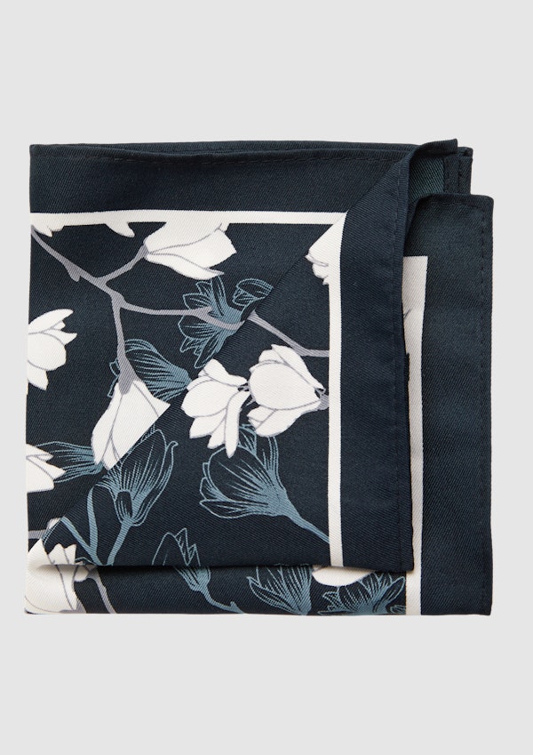 Navy Geo Tie & Print Pkt Square Set