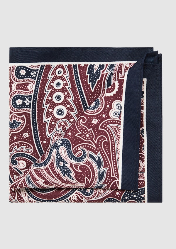 Burgundy Abstract Paisley Print Pocket Square