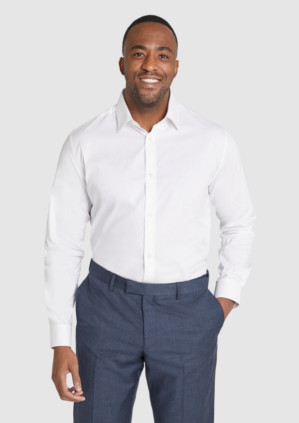 Men's 4XL 5XL Large Size Business Dress Long Sleeved Shirt White