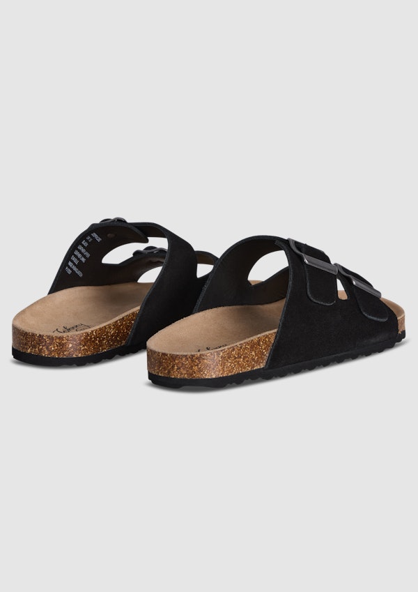 Black Suede Cork Slide