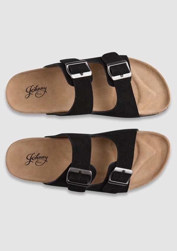 Black Suede Cork Slide