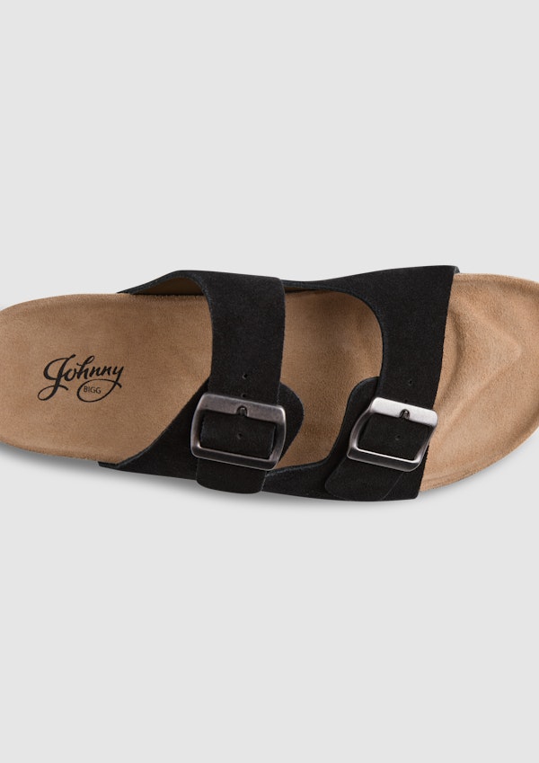 Black Suede Cork Slide