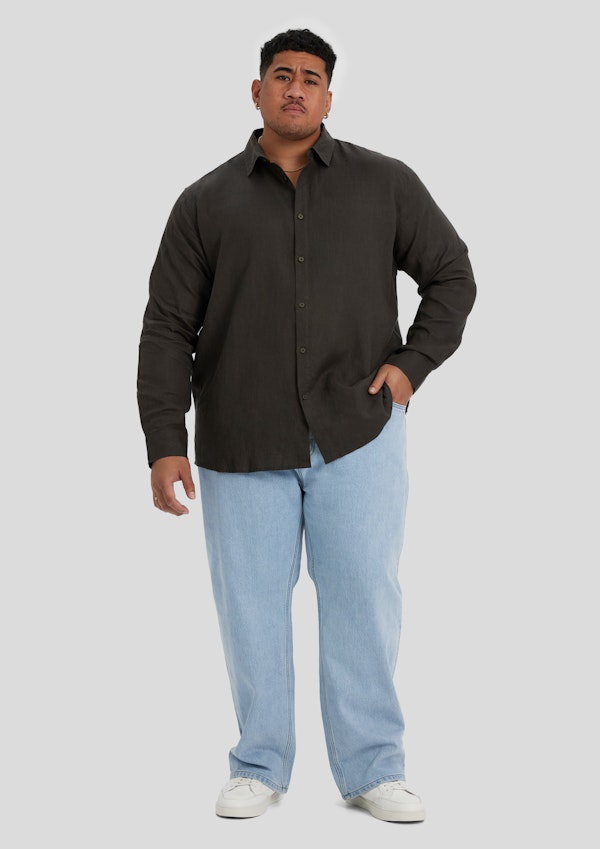 Army Resort Relaxed Fit Linen Shirt