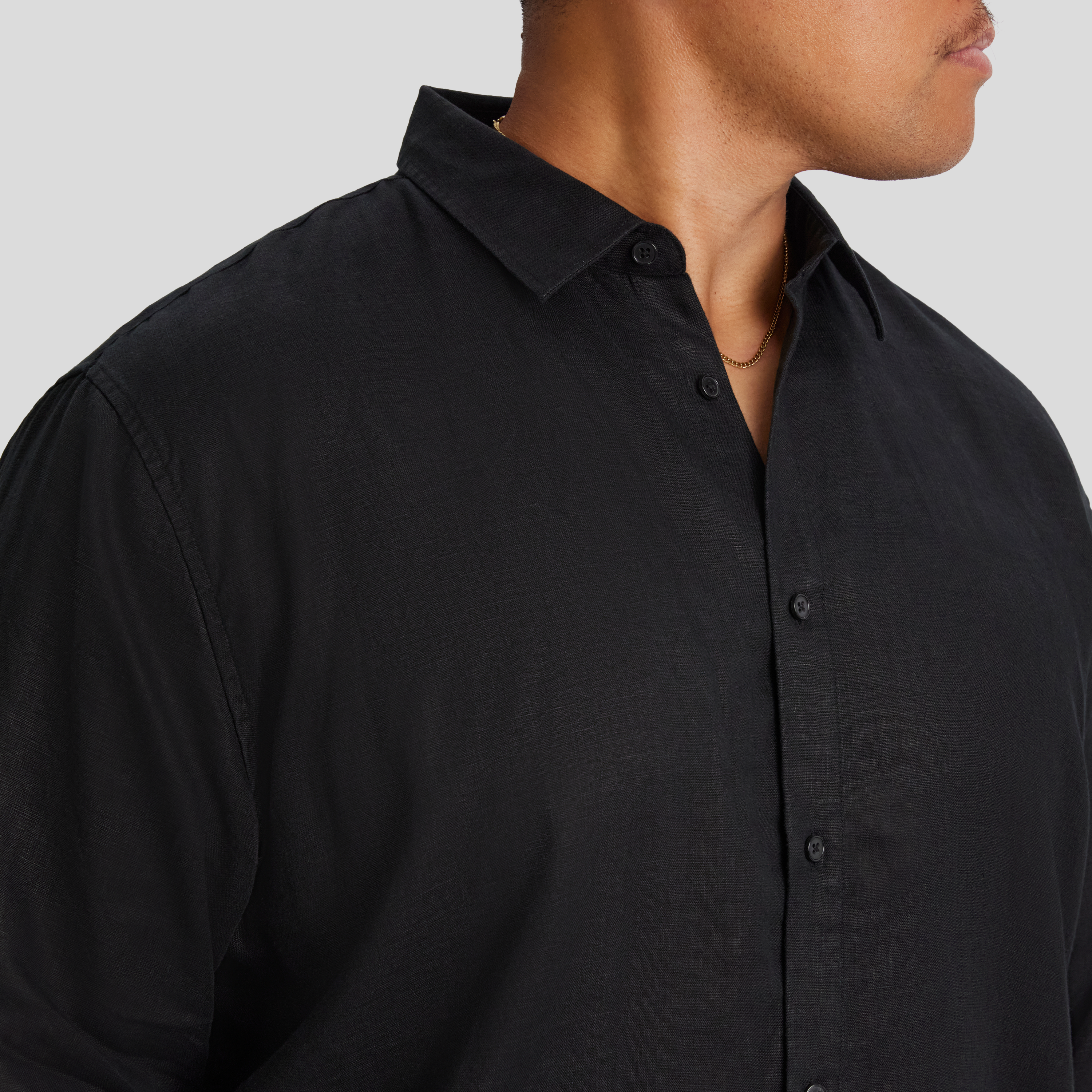 Black Resort Relaxed Fit Linen Shirt