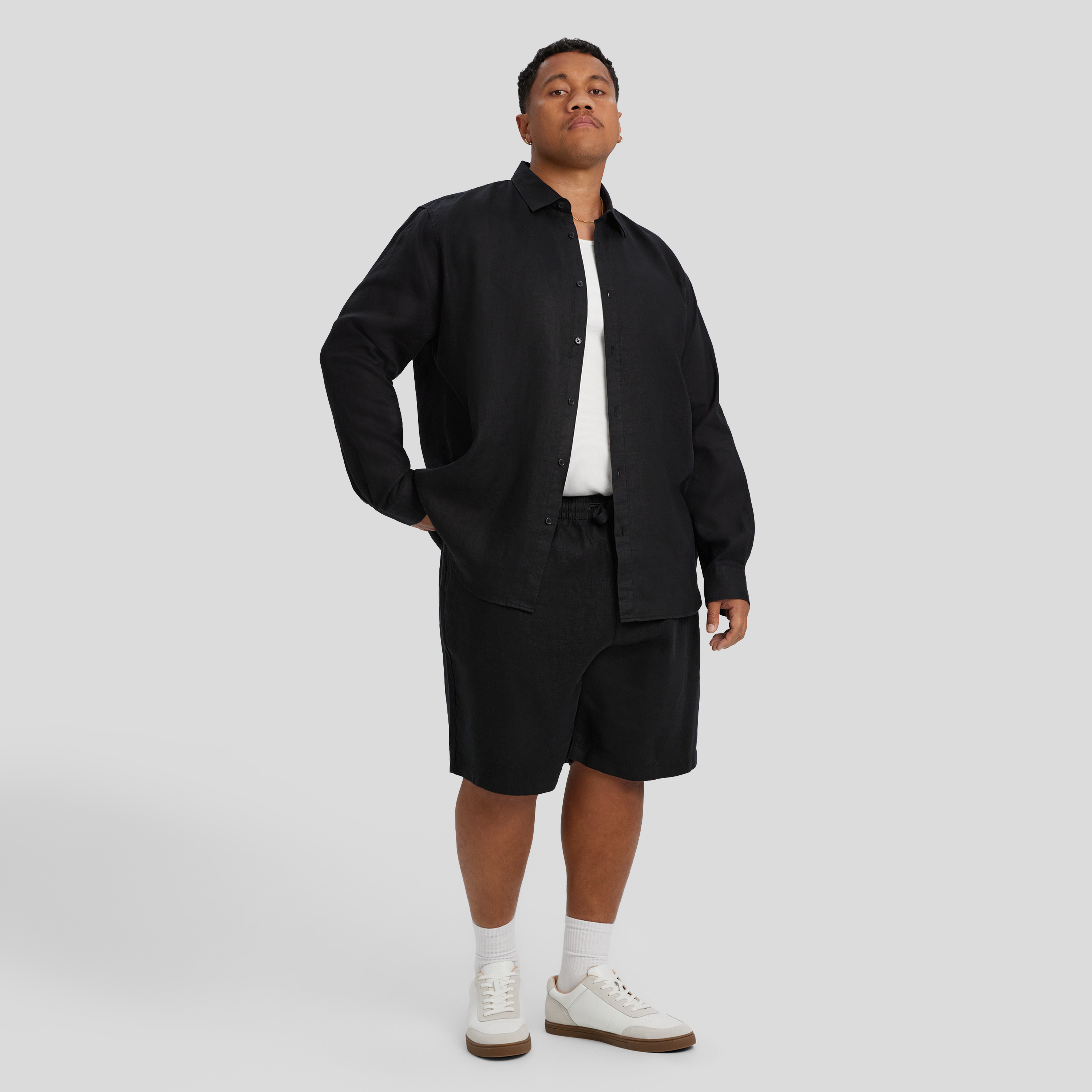 Black Resort Relaxed Fit Linen Shirt
