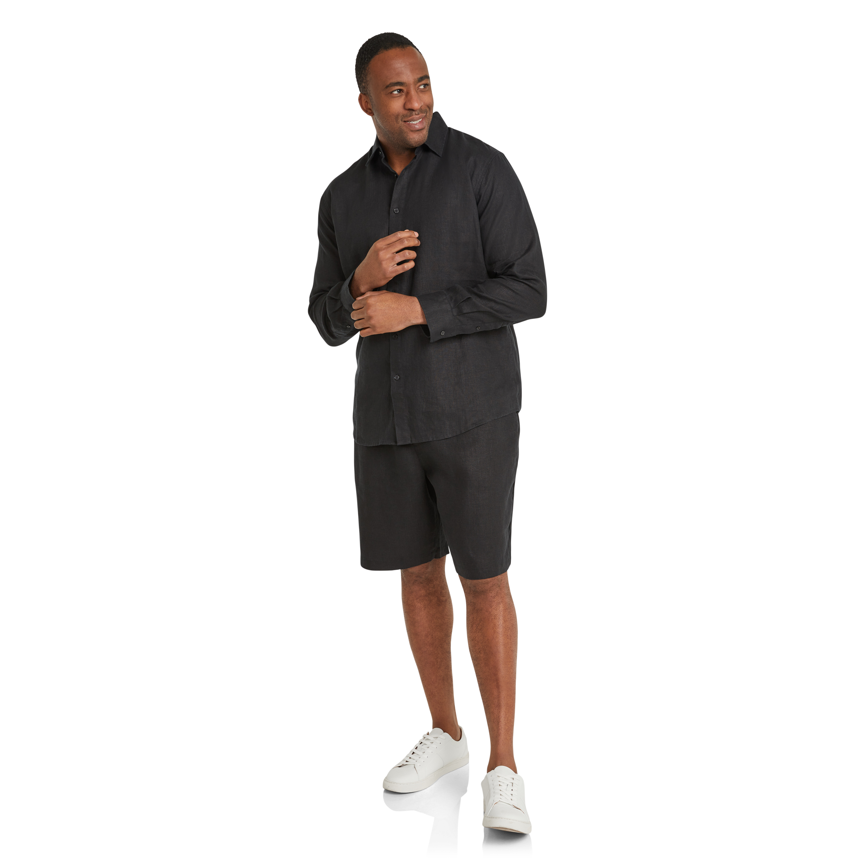 Black Resort Relaxed Fit Linen Shirt