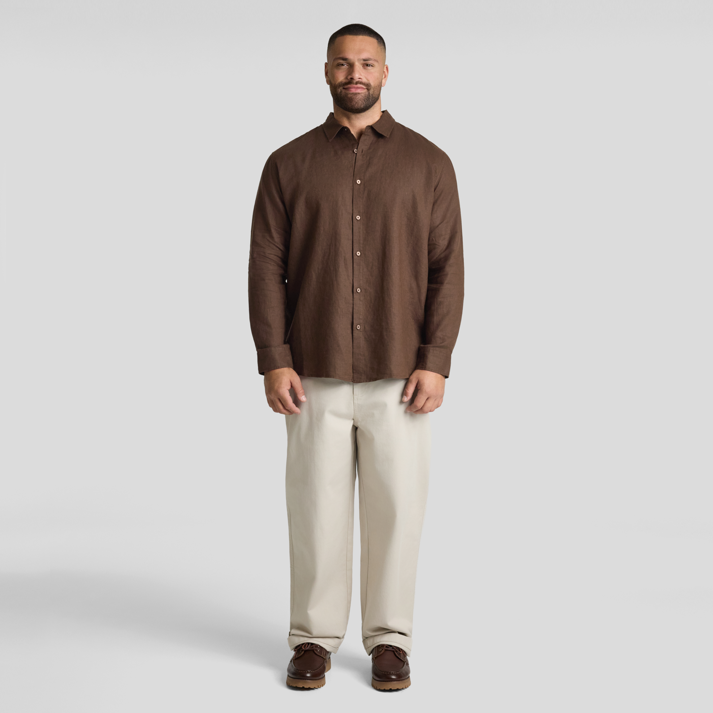 Brown Resort Relaxed Fit Linen Shirt