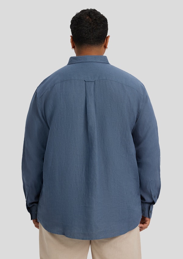 Steel Blue Resort Relaxed Fit Linen Shirt