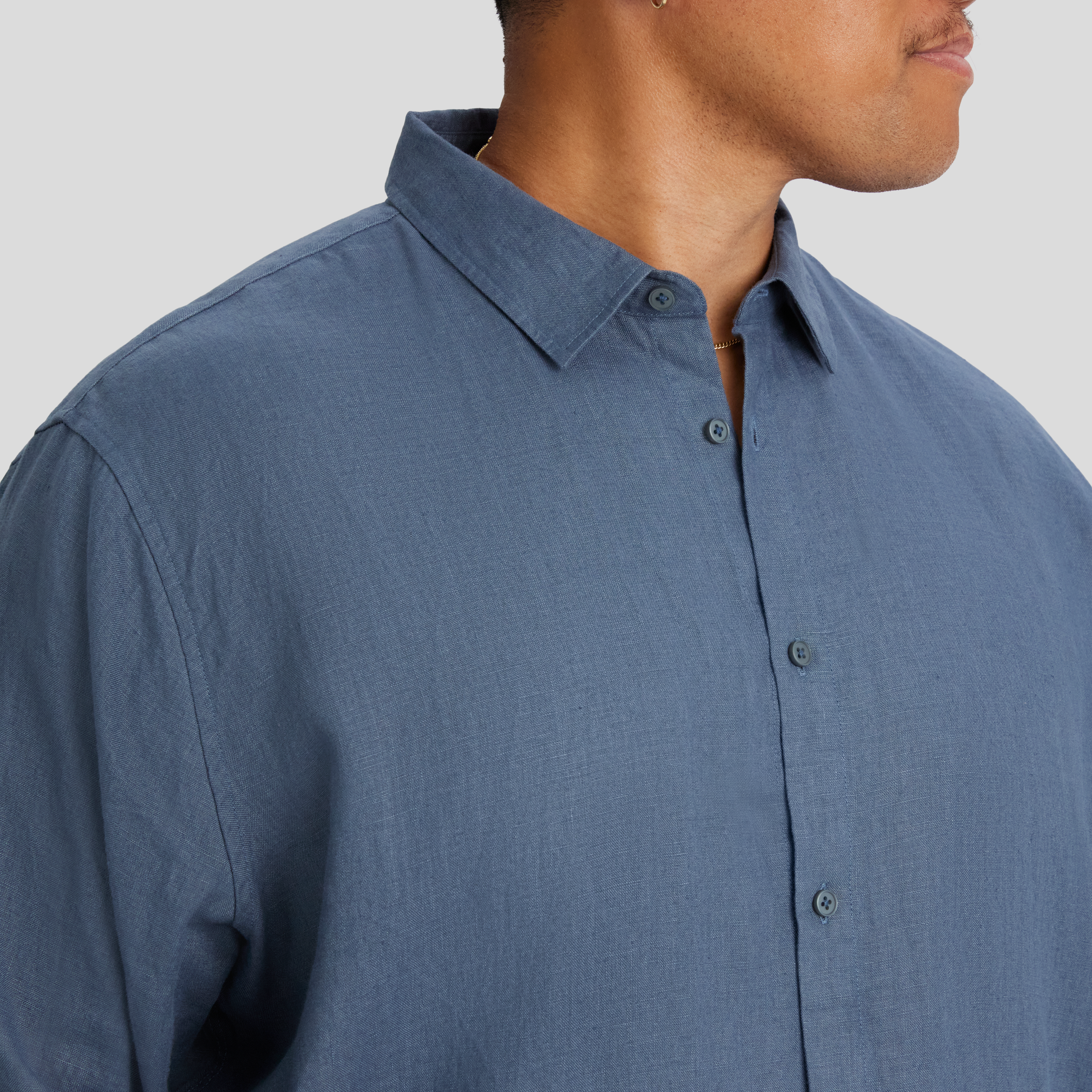 Steel Blue Resort Relaxed Fit Linen Shirt