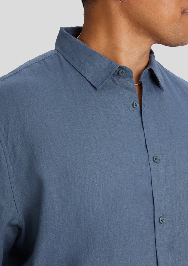 Steel Blue Resort Relaxed Fit Linen Shirt