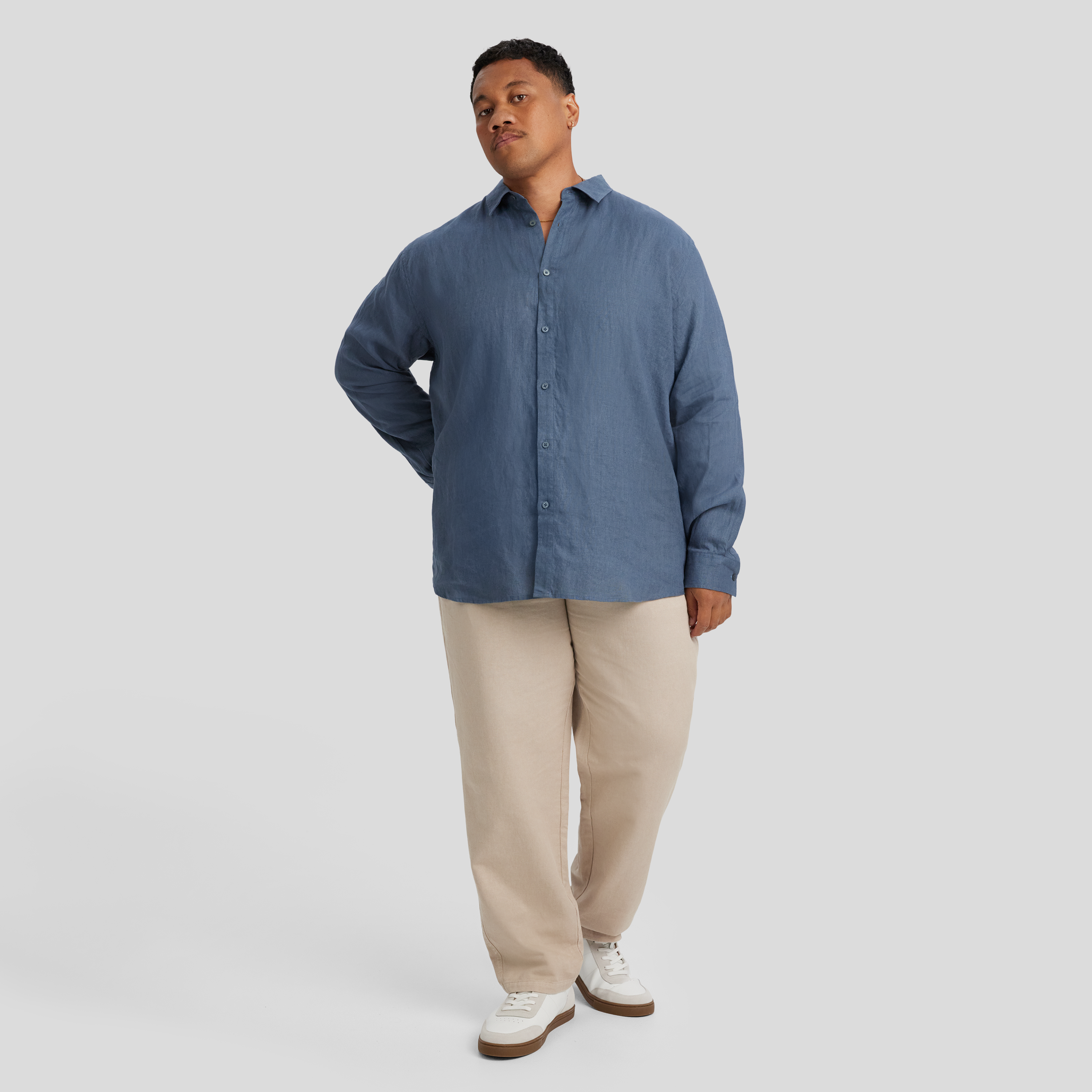 Steel Blue Resort Relaxed Fit Linen Shirt