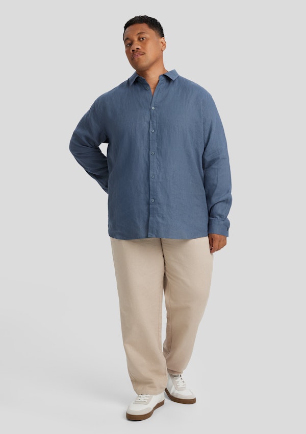 Steel Blue Resort Relaxed Fit Linen Shirt