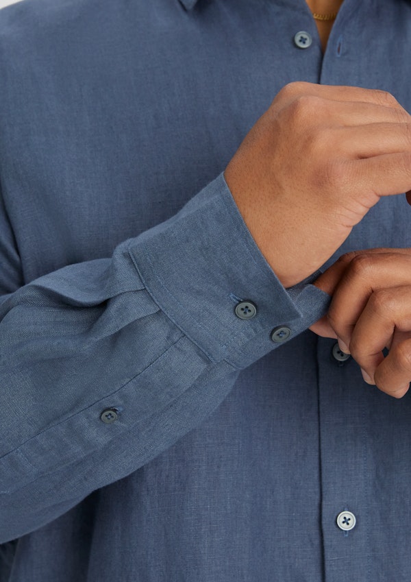 Steel Blue Resort Relaxed Fit Linen Shirt