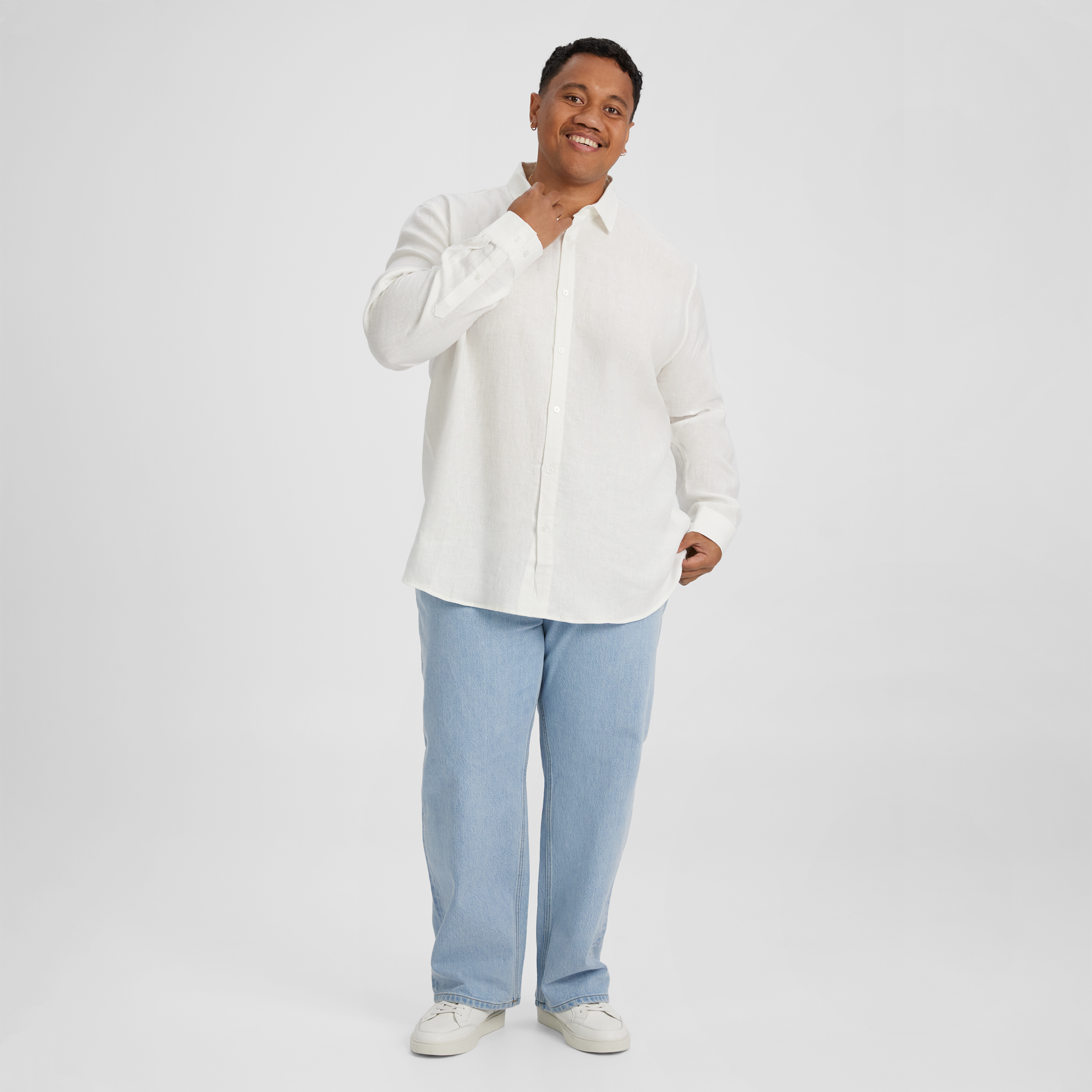 White Resort Relaxed Fit Linen Shirt