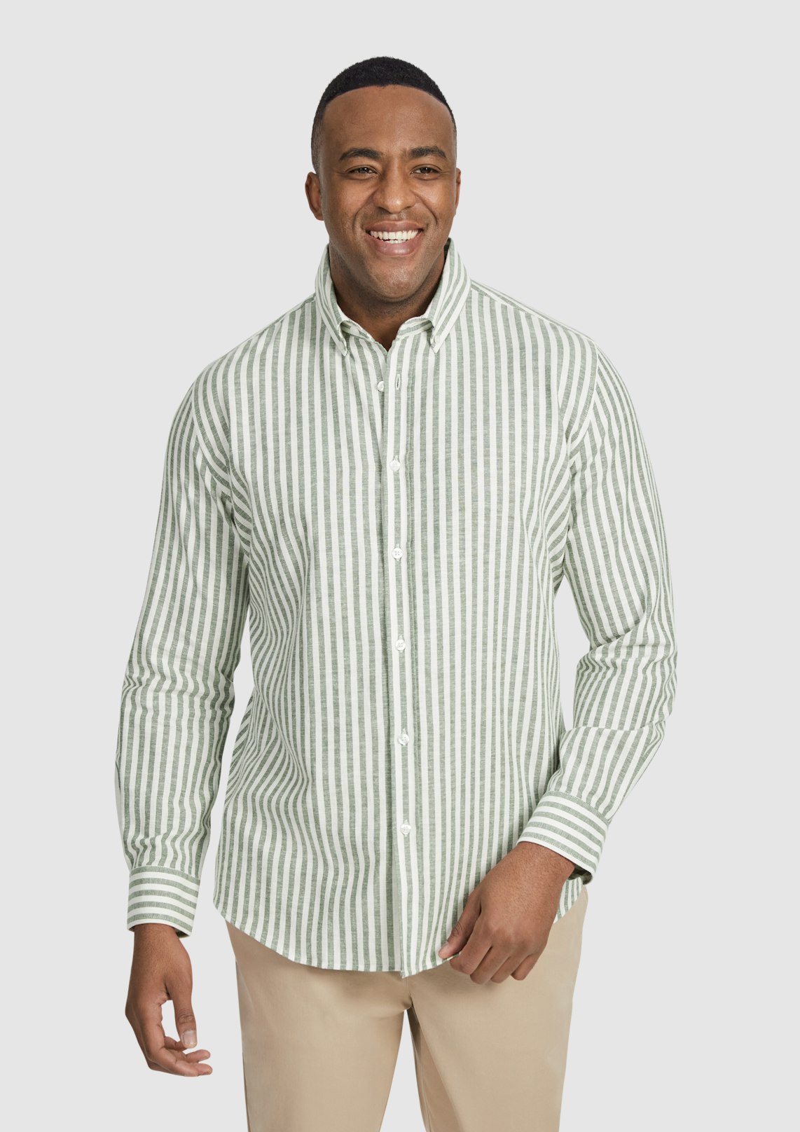 Cilantro Holiday Stripe Linen Shirt