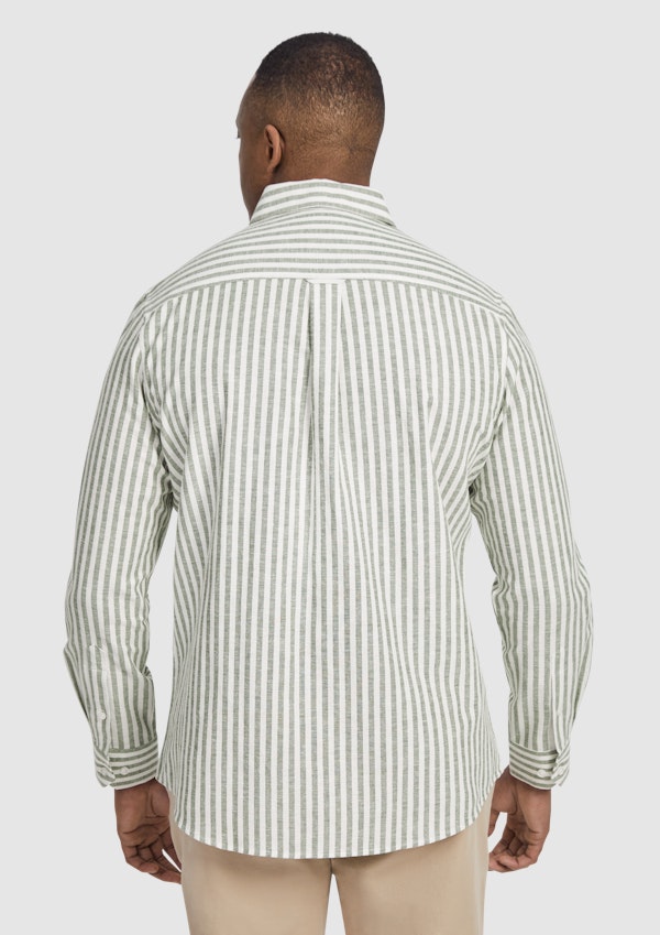 Cilantro Holiday Stripe Linen Shirt