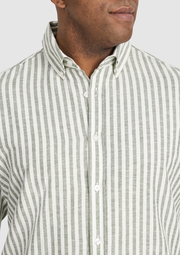 Cilantro Holiday Stripe Linen Shirt