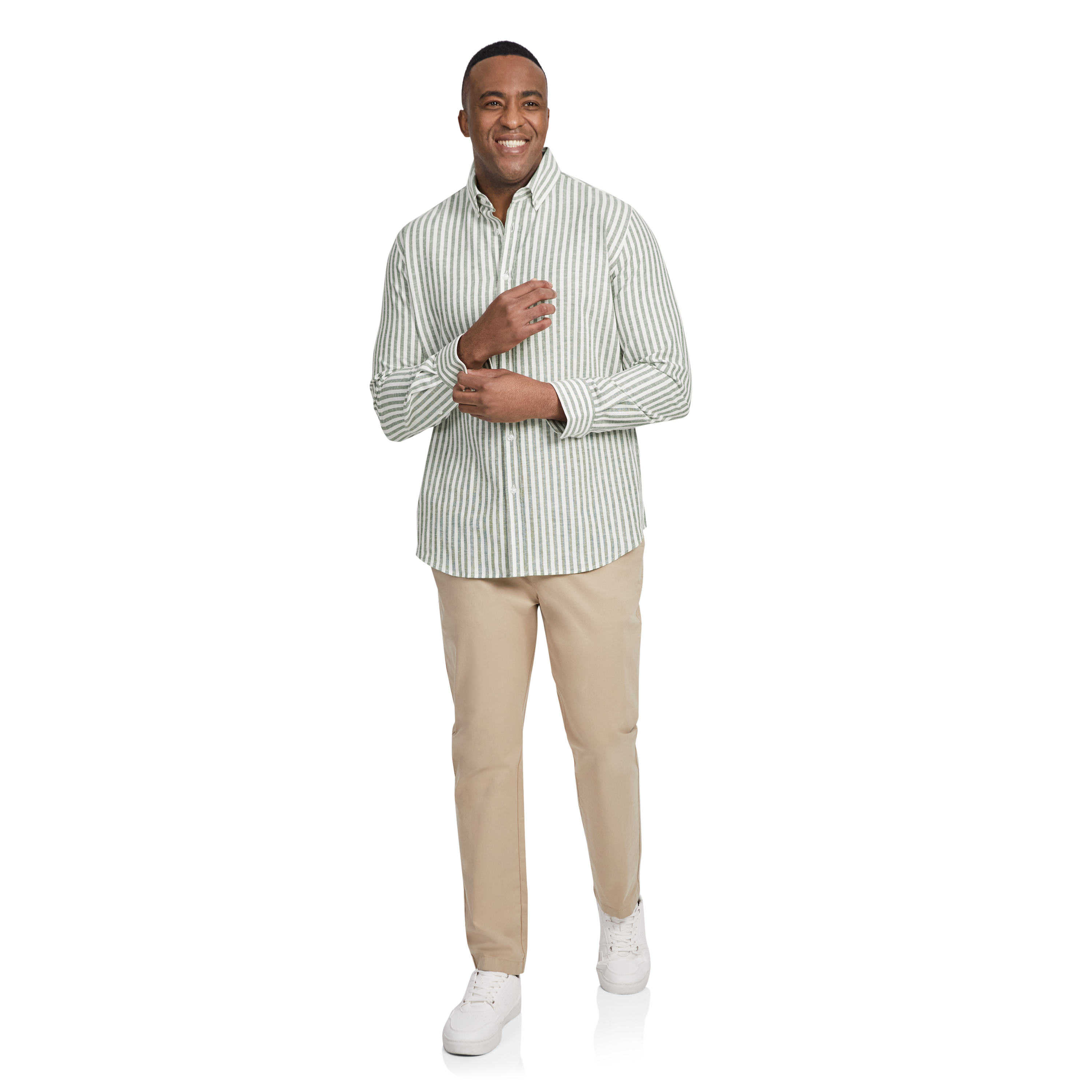 Cilantro Holiday Stripe Linen Shirt