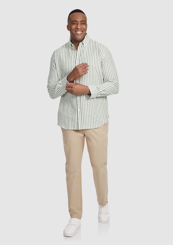 Cilantro Holiday Stripe Linen Shirt