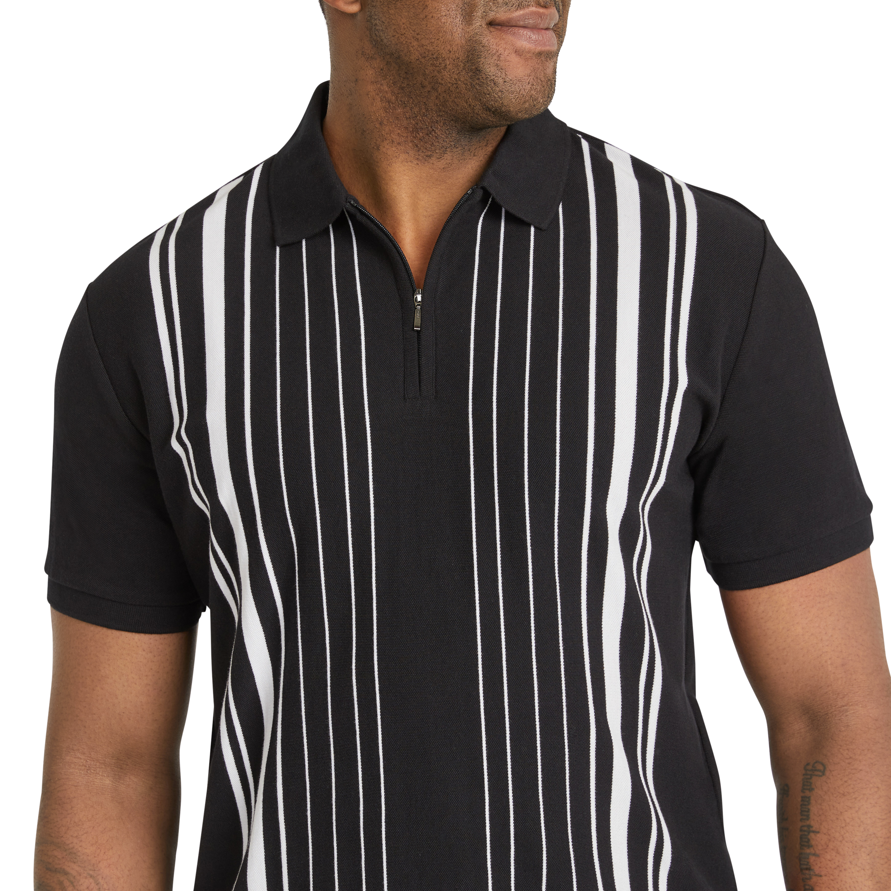 Black Asher Vertical Stripe Polo