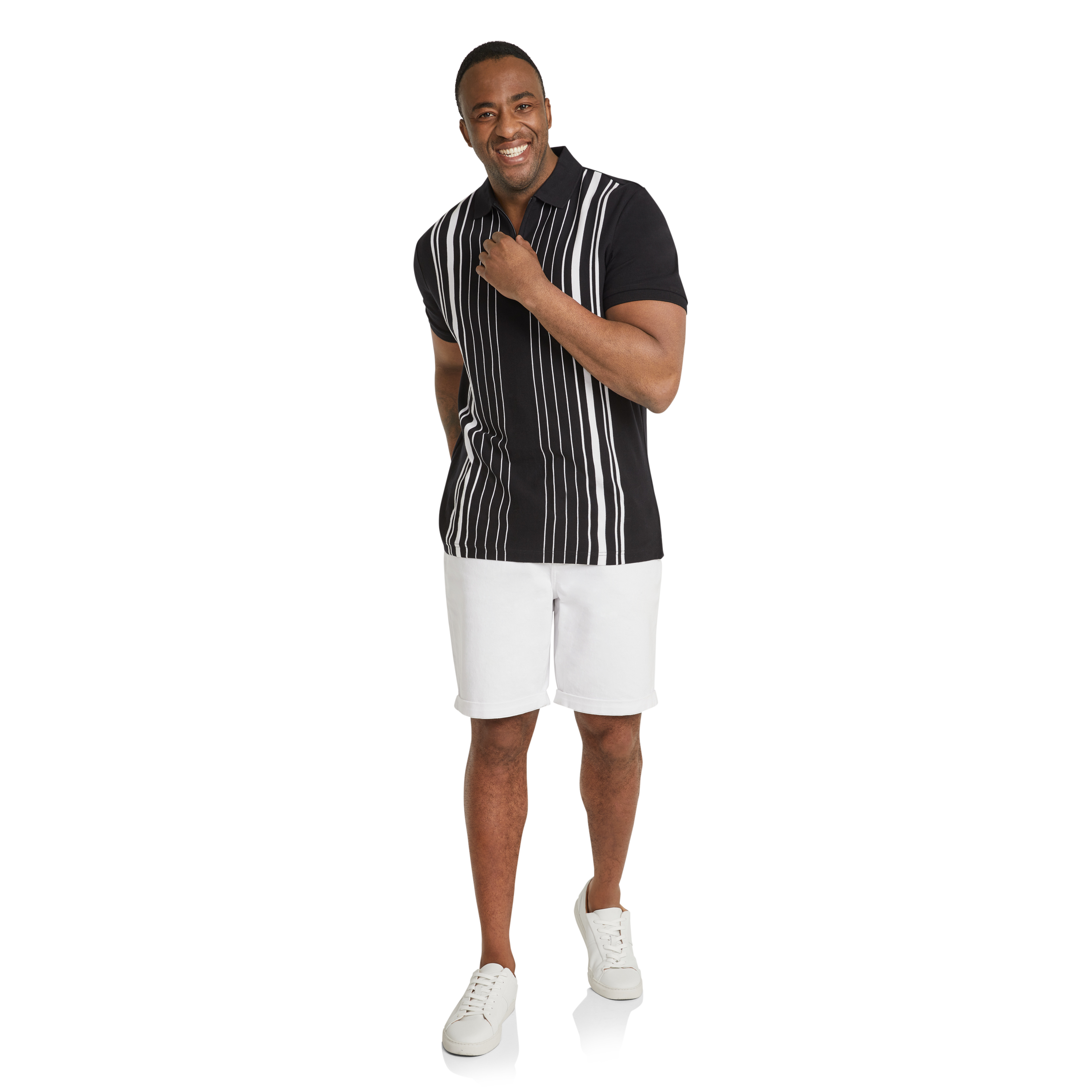Black Asher Vertical Stripe Polo