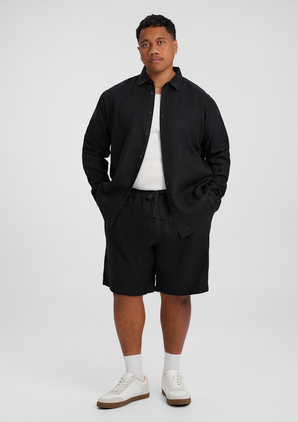 Black Resort Linen Short