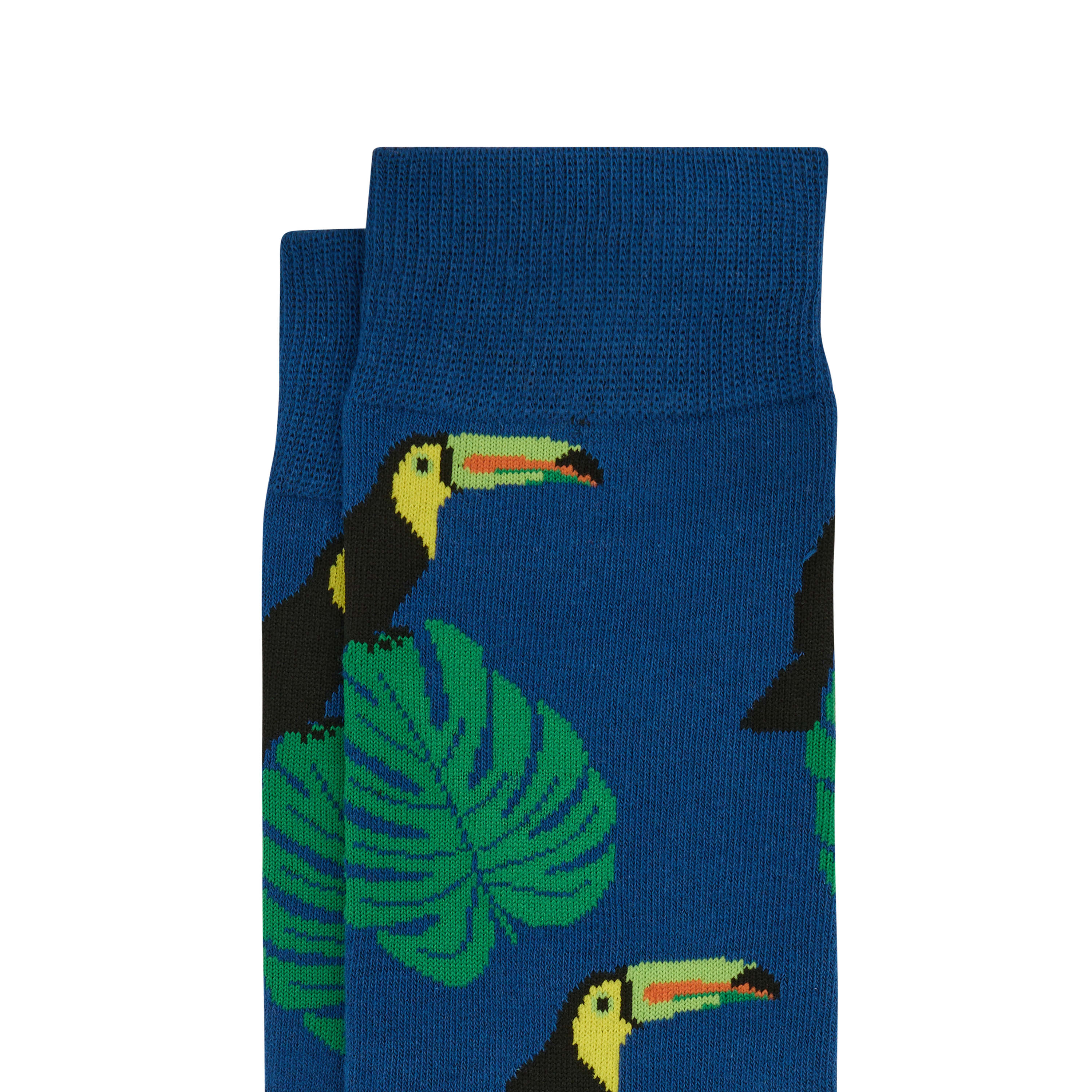 Navy Palm Leaf Toucan Fancy Sock
