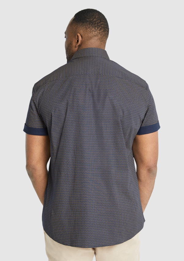 Navy Earle Micro Print Shirt