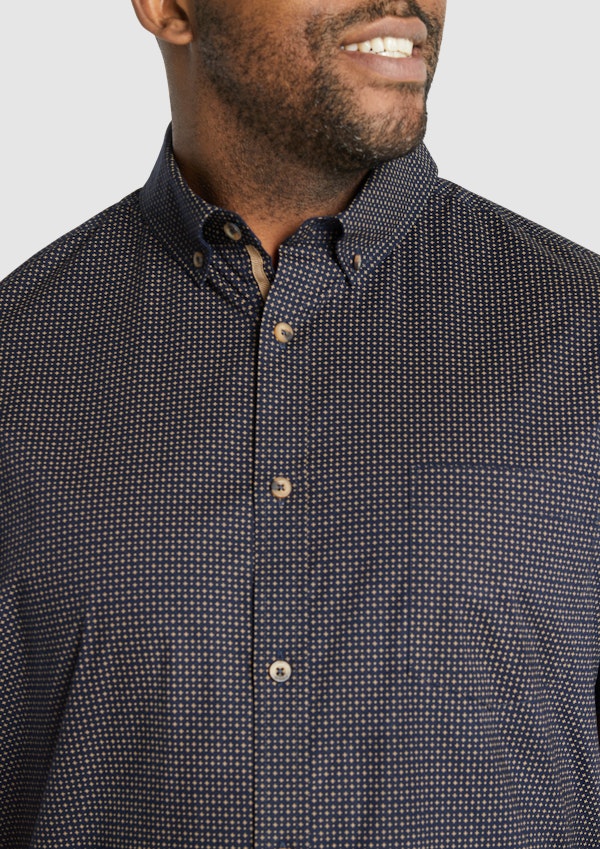 Navy Earle Micro Print Shirt