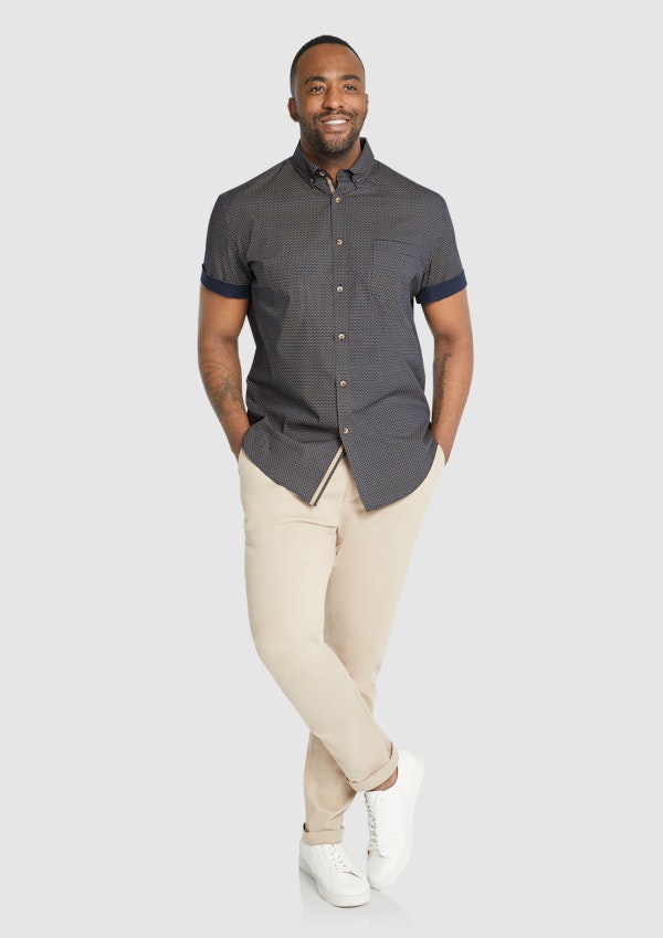 Navy Earle Micro Print Shirt