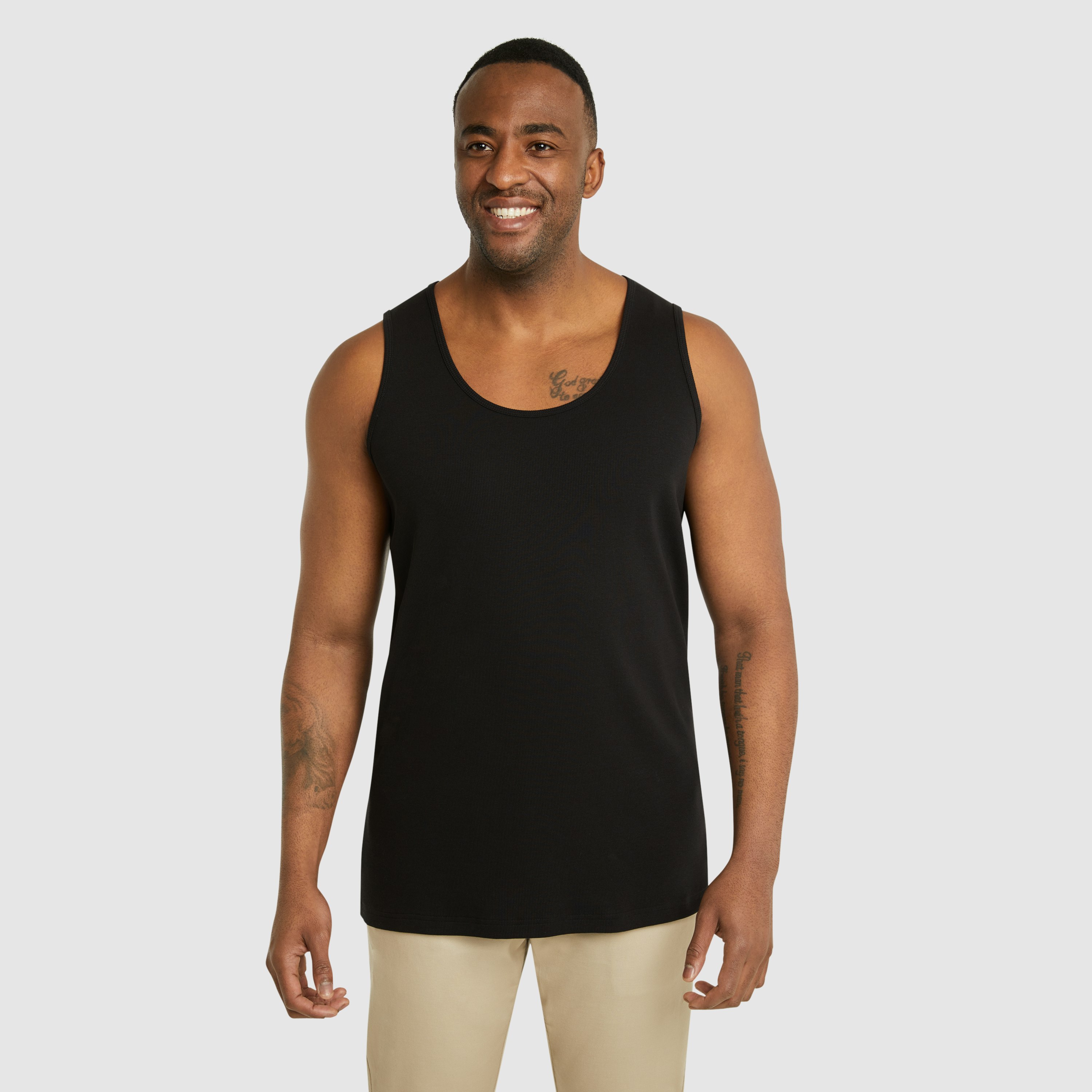 Black Essential Rib Tank | Men's Tops | Johnny Bigg US