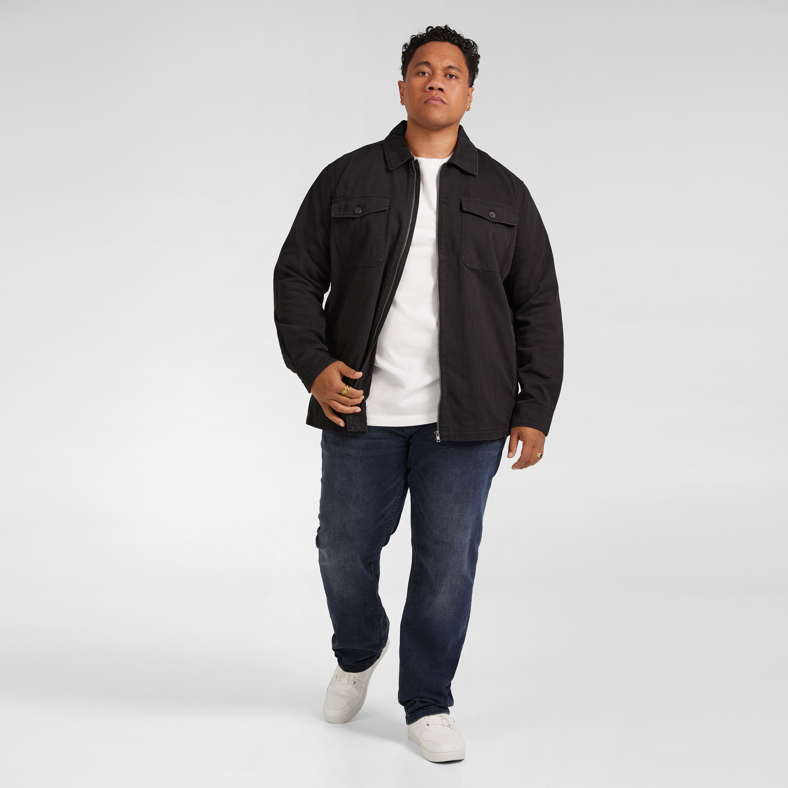 Black Owen Herringbone Shacket